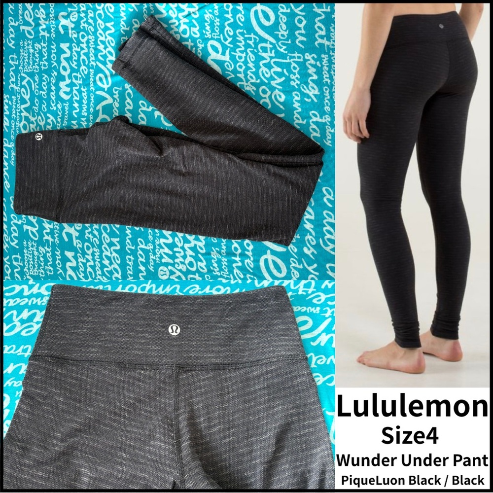 Sz4 Lululemon Wunder Under Pant  Pique Luon Black / Black